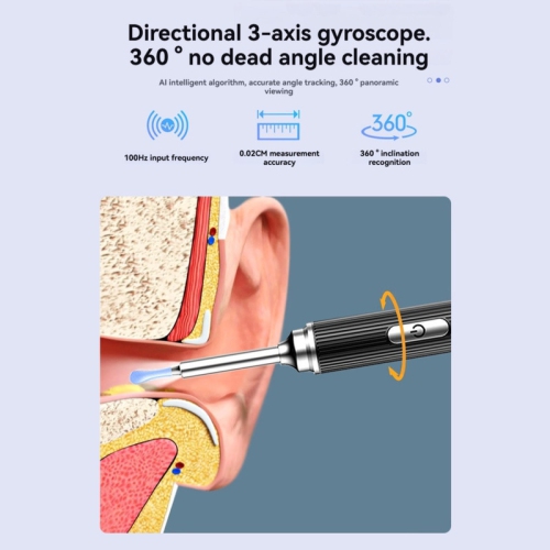 Visual ear pick, visual ear cleaning pixel ear pick, ear canal cleaning, earwax removal, earwax removal tool, earwax cleaner with camera - black