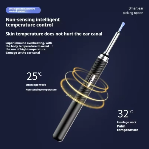 Visual ear pick, visual ear cleaning pixel ear pick, ear canal cleaning, earwax removal, earwax removal tool, earwax cleaner with camera - black