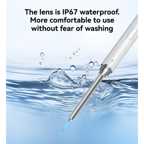 Visual Ear Pick, HD Ear Pick Tool Ear Pick IP67 Visual Ear Pick, Waterproof Ear Cleaner with 6 LED Lights, 3.8mm Ear Cleaning Tool - White