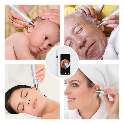 Visual Ear Pick, HD Ear Pick Tool Ear Pick IP67 Visual Ear Pick, Waterproof Ear Cleaner with 6 LED Lights, 3.8mm Ear Cleaning Tool - White