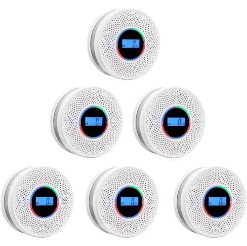 Smoke Detector Carbon Monoxide Detector Combo with Digital Display and Sound Light Alarm, 2-in-1 Smoke & CO Alarm with Battery Operated for Home,