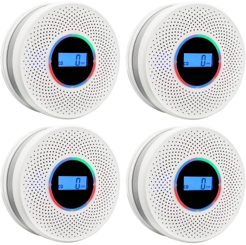 Smoke Detector Carbon Monoxide Detector Combo with Digital Display and Sound Light Alarm, 2-in-1 Smoke & CO Alarm with Battery Operated for Home,
