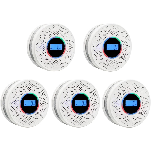 Smoke Detector Carbon Monoxide Detector Combo with Digital Display and Sound Light Alarm, 2-in-1 Smoke & CO Alarm with Battery Operated for Home,