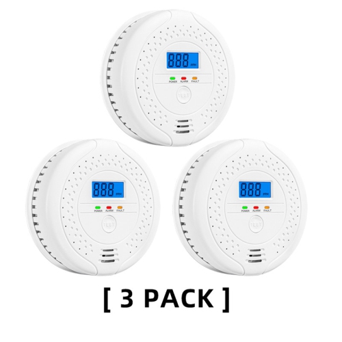Digital Carbon Monoxide Detector Bold Alarm Alarm Sensor Visual Alarm Gas Alarm Sensor Gas Monitoring Monitor white 3 pack