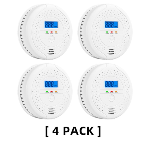 Digital Carbon Monoxide Detector Bold Alarm Alarm Sensor Visual Alarm Gas Alarm Sensor Gas Monitoring Monitor white 4 pack