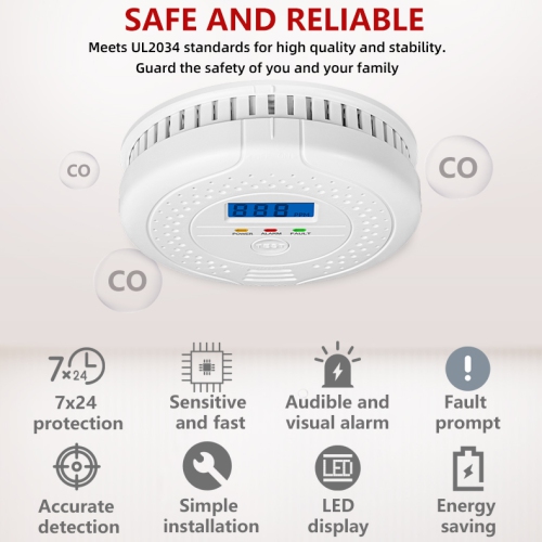 Détecteur de monoxyde de carbone numérique Alarme audacieuse Capteur Alarme visuelle Alarme de gaz Capteur de gaz Moniteur de surveillance de gaz