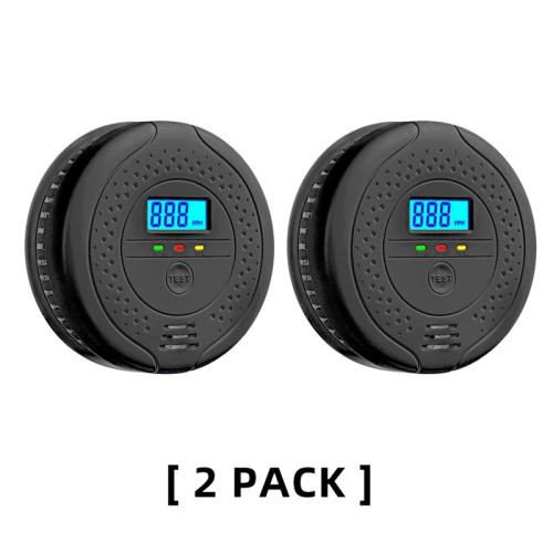 Digital Carbon Monoxide Detector Bold Alarm Alarm Sensor Visual Alarm Gas Alarm Sensor Gas Monitoring Monitor Black 2 pack