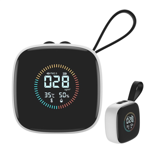 Moniteur d'air PM2.5 Écran LED compact, Compteur de qualité de l'air portatif | Testeur d'humidité multifonction, Détection de poussière intérieure