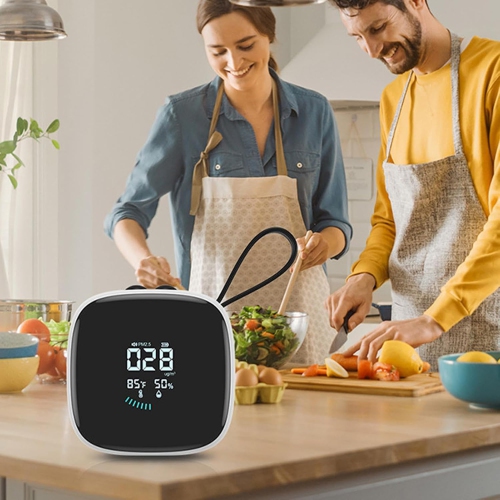 Moniteur d'air PM2.5 Écran LED compact, Compteur de qualité de l'air portatif | Testeur d'humidité multifonction, Détection de poussière intérieure