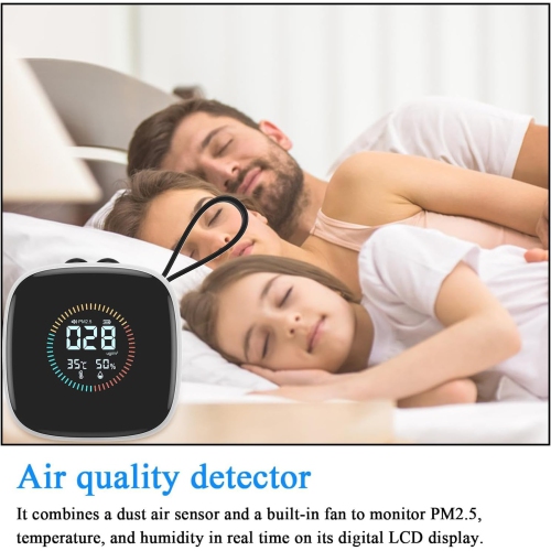 Moniteur d'air PM2.5 Écran LED compact, Compteur de qualité de l'air portatif | Testeur d'humidité multifonction, Détection de poussière intérieure