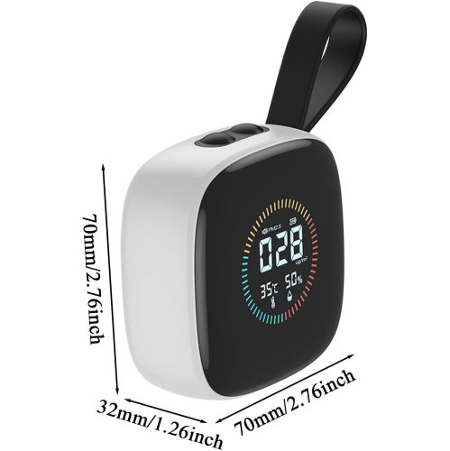 Moniteur d'air PM2.5 Écran LED compact, Compteur de qualité de l'air portatif | Testeur d'humidité multifonction, Détection de poussière intérieure