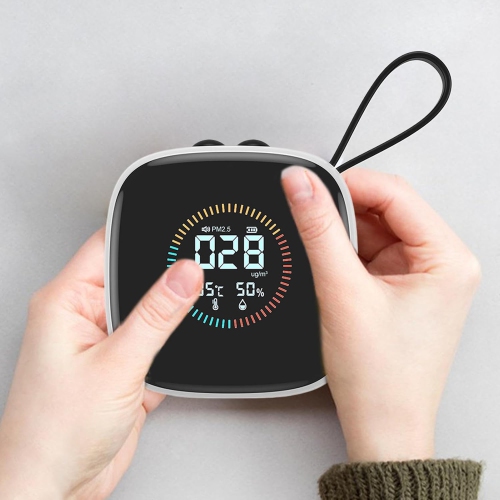 Moniteur d'air PM2.5 Écran LED compact, Compteur de qualité de l'air portatif | Testeur d'humidité multifonction, Détection de poussière intérieure