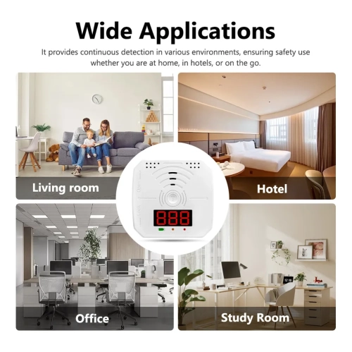 Carbon Monoxide Detector with LED Digital Display and Loud Alarm, CO Alarm is Accurate and Easy to Read for Home Use 3 pack