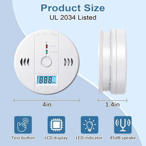 Carbon Monoxide detectors,co Detector,Carbon Monoxide Alarm,Battery Operated Carbon Monoxide Detector,for Home,Travel rv Carbon Monoxide Detector 2