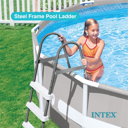 Piscine hors terre à cadre en métal de 12 x 2,5 pi d'Intex avec filtre et accessoires