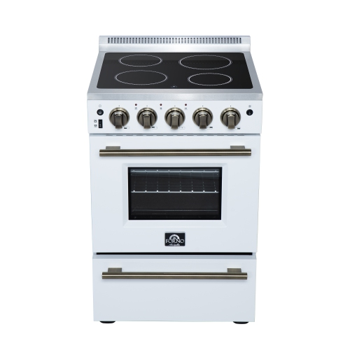 Forno Loiano 24 Inch Freestanding Electric Range in White, Canada Version, Plug and Cord Included