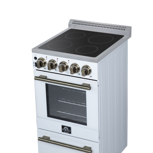 Forno Pallerano 20 Inch Freestanding Electric Range in White, Canada Version, Plug and Cord Included