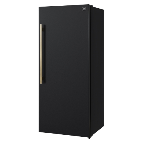Forno Maderno 28-Inch Convertible Freezer/Refrigerator in Black with Antique Brass Handle, 13.6 cu.ft. Right Swing