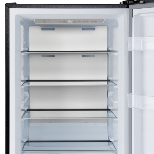 Forno Maderno 28-Inch Convertible Freezer/Refrigerator in Black with Antique Brass Handle, 13.6 cu.ft. Right Swing