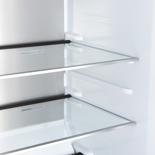 Forno Maderno 28-Inch Convertible Freezer/Refrigerator in Black with Antique Brass Handle, 13.6 cu.ft. Right Swing