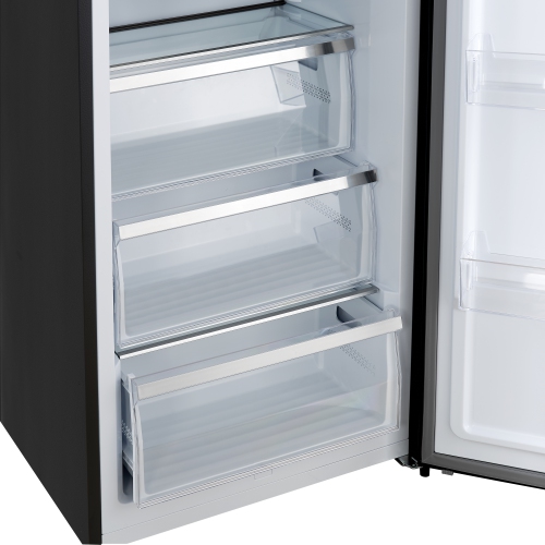 Forno Maderno 28-Inch Convertible Freezer/Refrigerator in Black with Antique Brass Handle, 13.6 cu.ft. Right Swing