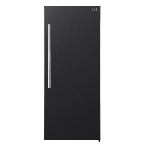 Forno Maderno 28-Inch Convertible Freezer/Refrigerator in Black with Antique Brass Handle, 13.6 cu.ft. Right Swing