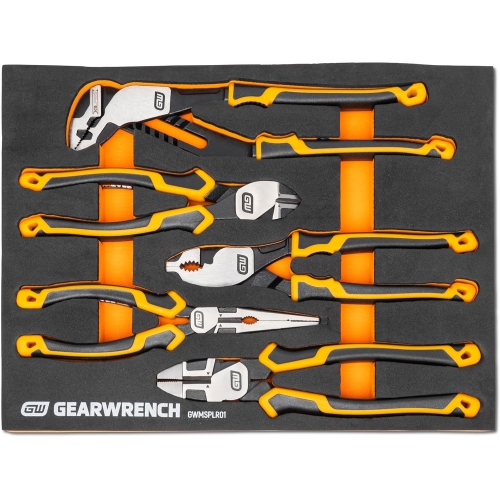 GEARWRENCH 5 Piece Pitbull Cushion Grip Pliers Set in Foam Storage Tray - GWMSPLR01