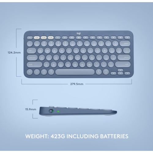 Logitech K380 Multi-Device Bluetooth Wireless Keyboard – Blueberry