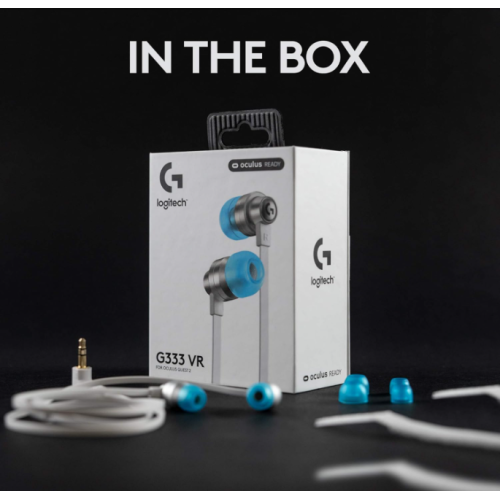 Logitech G333 VR Gaming Earphones for Oculus Quest 2 - Oculus Ready - Custom-length Cable and Straps - Dual Driver Audio Designed for Gaming