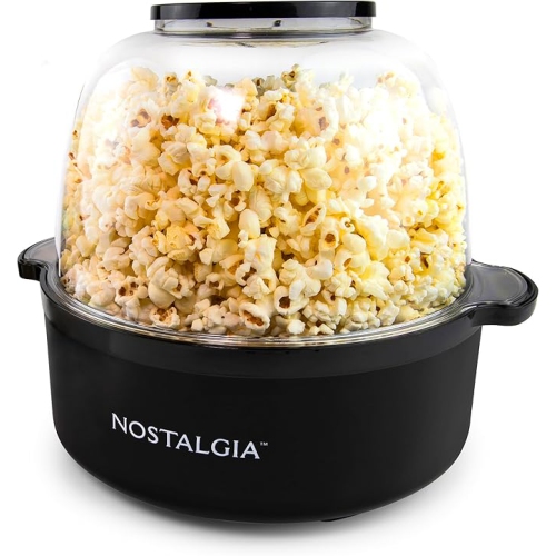 Nostalgia 6-Quart Stirring Popcorn Popper - Quick-Heat Technology - Makes 24 Cups of Popcorn - Includes Kernel Measuring Cup - Perfect for Birthday
