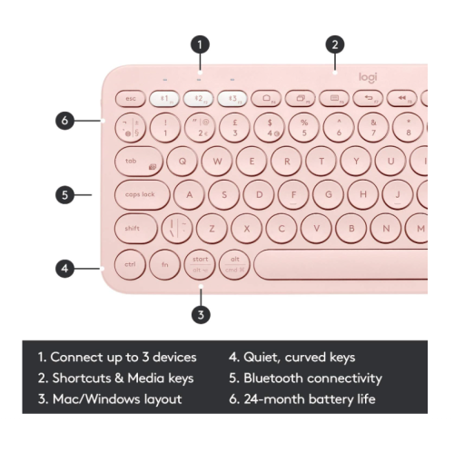 Logitech K380 Multi-device Bluetooth Keyboard - Rose