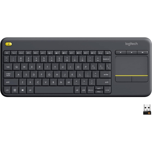 Logitech K400 Plus Wireless Touch TV Keyboard With Easy Media Control and Built-in Touchpad, HTPC Keyboard for PC-connected TV, Windows, Android,