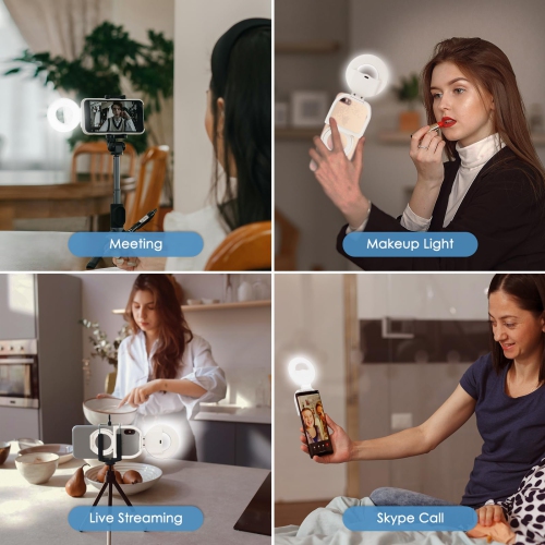 Lampes magnétiques rotatives pour égoportraits, anneau lumineux pour égoportraits pour appareil photo de portable iPhone, lampe photo portative pour