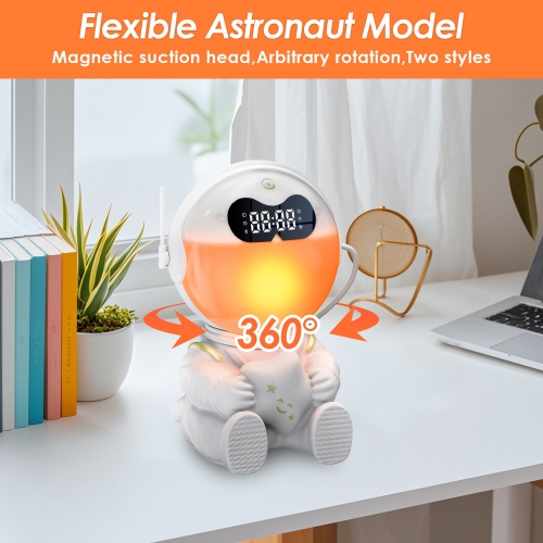 Astronaut Kids Sunrise Alarm Clock, 7 Dimmable Light Wake Clock for Teens, White Noise Bluetooth Speaker with 9 Soothing Sounds, Best Modern Alarm