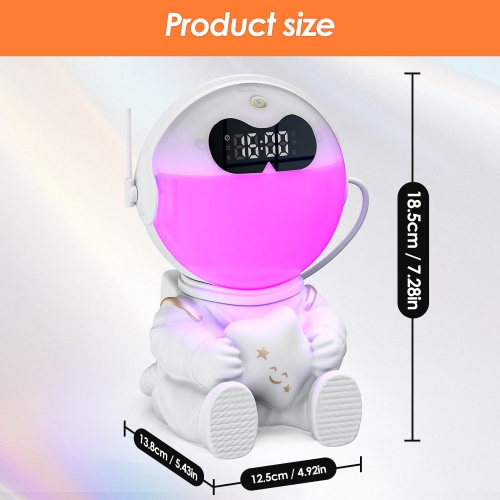 Astronaut Kids Sunrise Alarm Clock, 7 Dimmable Light Wake Clock for Teens, White Noise Bluetooth Speaker with 9 Soothing Sounds, Best Modern Alarm