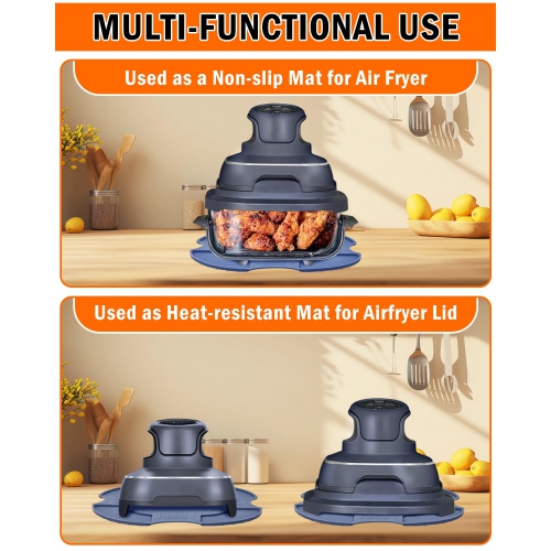 3 Pack Heat-Resistant Silicone Mat for Ninja Crispi Glass Air Fryer, Reusable Anti-Slip Pads Potholders Kitchen Accessory Suit for Ninja Crispi