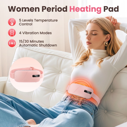 Electric Period Cramp Massager Vibrating Heating Belt for Menstrual Waist Stomach Abdominal Waist Massage Tools