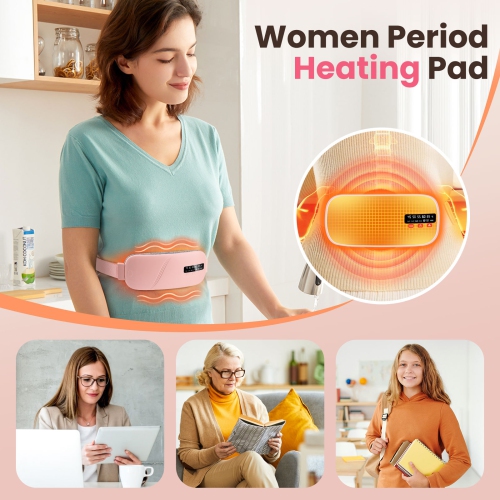 Electric Period Cramp Massager Vibrating Heating Belt for Menstrual Waist Stomach Abdominal Waist Massage Tools