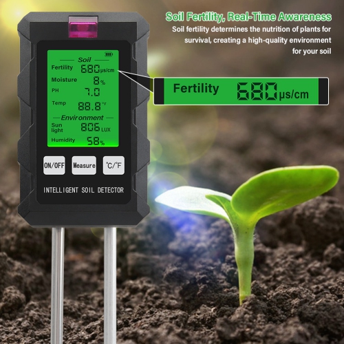 6 in1 Moisture Sunlight PH Meter Temperature Humidity Soil fertility Garden Plants Flowers Moist Tester Soil Moisture Sensor