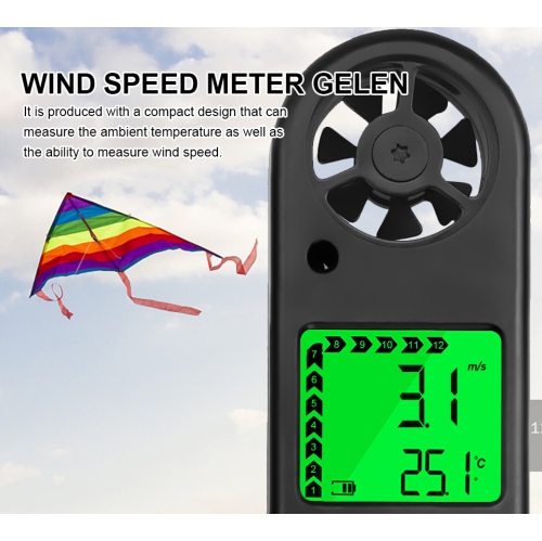 Anemometer Handheld Wind Speed Meter for Measuring Wind Speed Temperature, Anemometer Measuring for Windsurfing Sailing Fishing Outdoor Activities