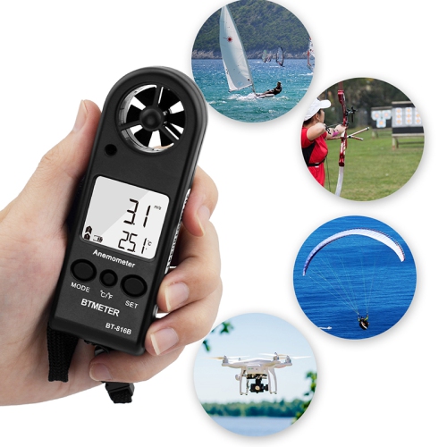Anemometer Handheld Wind Speed Meter for Measuring Wind Speed Temperature, Anemometer Measuring for Windsurfing Sailing Fishing Outdoor Activities
