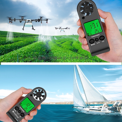 Anemometer Handheld Wind Speed Meter for Measuring Wind Speed Temperature, Anemometer Measuring for Windsurfing Sailing Fishing Outdoor Activities