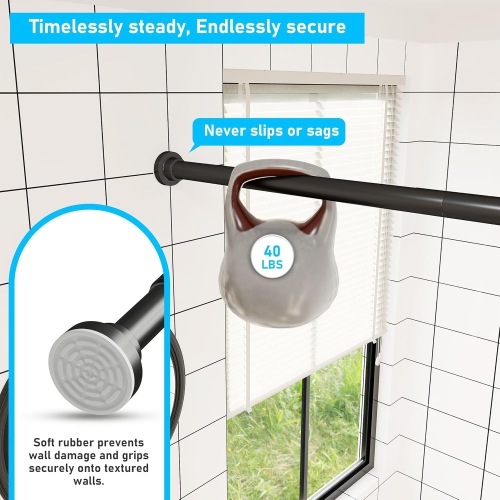 Tringle de douche robuste à tension de 1&nbsp;po de diamètre, tringles de rideau de douche réglables à 32 61&nbsp;po, antidérapantes, antirouille,