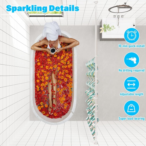 Tringle de douche robuste à tension de 1&nbsp;po de diamètre, tringles de rideau de douche réglables à 32 61&nbsp;po, antidérapantes, antirouille,