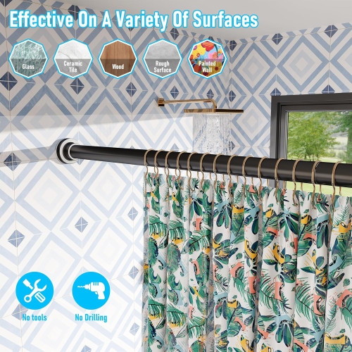 Tringle de douche robuste à tension de 1&nbsp;po de diamètre, tringles de rideau de douche réglables à 32 75&nbsp;po, antidérapantes, antirouille,