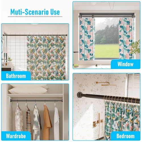 Tringle de douche robuste à tension de 1&nbsp;po de diamètre, tringles de rideau de douche réglables à 32 75&nbsp;po, antidérapantes, antirouille,