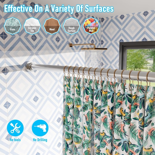 Tringle de douche robuste à tension de 1&nbsp;po de diamètre, tringles de rideau de douche réglables à 32 75&nbsp;po, antidérapantes, antirouille,