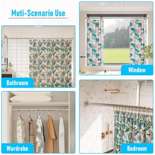 Tringle de douche robuste à tension de 1&nbsp;po de diamètre, tringles de rideau de douche réglables à 32 75&nbsp;po, antidérapantes, antirouille,