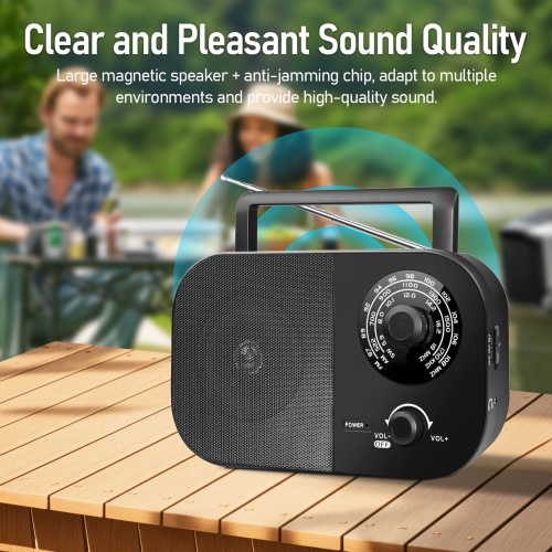 Radio portative, bouton radio rétro, radio portative FM/AM/SW à trois bandes