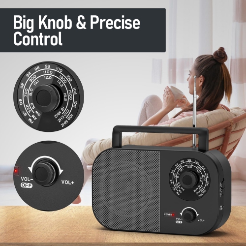 Radio portative, bouton radio rétro, radio portative FM/AM/SW à trois bandes